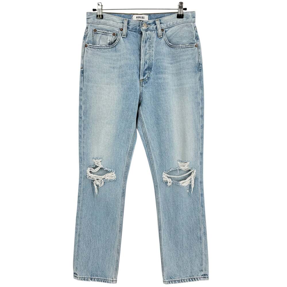 AGOLDE Riley High Rise Straight Crop Distressed Blue Jeans Size 27